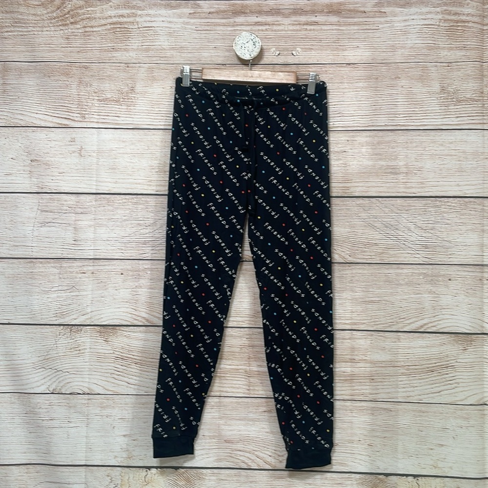 Girls FRIENDS Print Small Black Leggings
